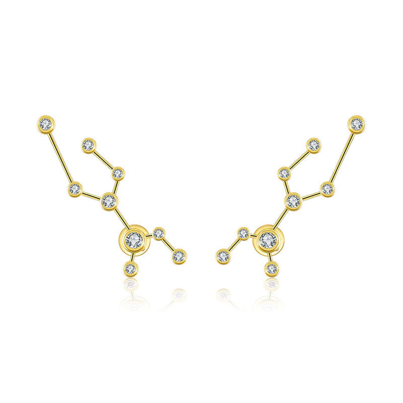 Virgo Zodiac Constellation Earring 18k Gold & Diamond - Genevieve Collection