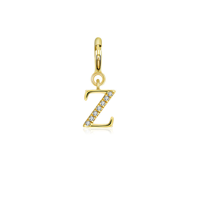 18k Gold Letter "Z" Diamond Charms - Genevieve Collection