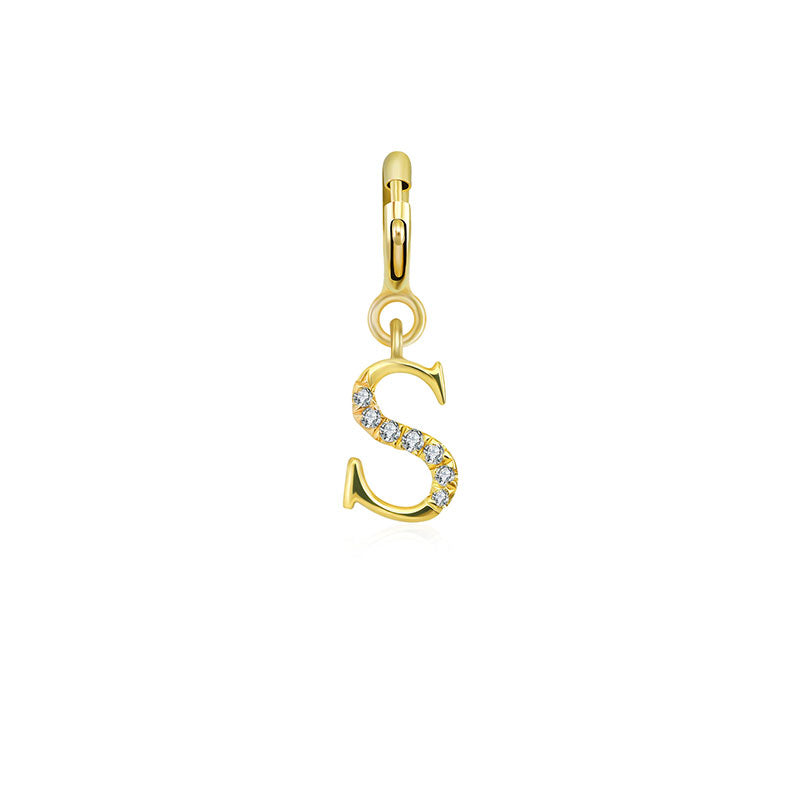 18k Gold Letter "S" Diamond Charms - Genevieve Collection