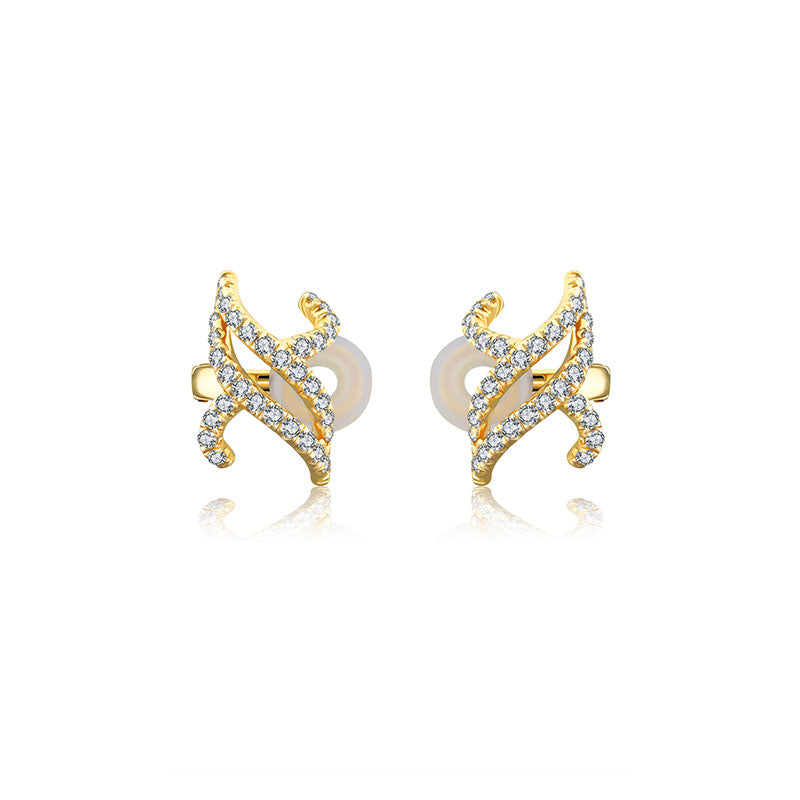 18k Gold Twisted Curve Diamond Ear Cuff - Genevieve Collection