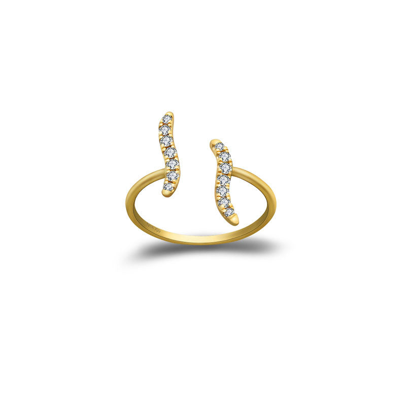 18k Gold Wavy Diamond Midi / Pinky Ring - Genevieve Collection