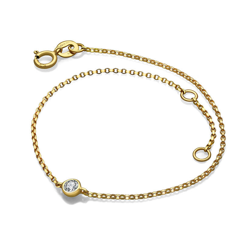 18k Gold Love At First Sight Single Diamond 18k Gold Bracelet - Genevieve Collection