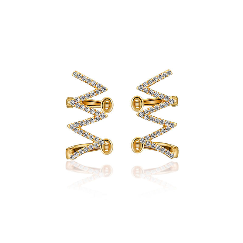 18k Gold Zigzag Diamond Ear Cuff - Genevieve Collection