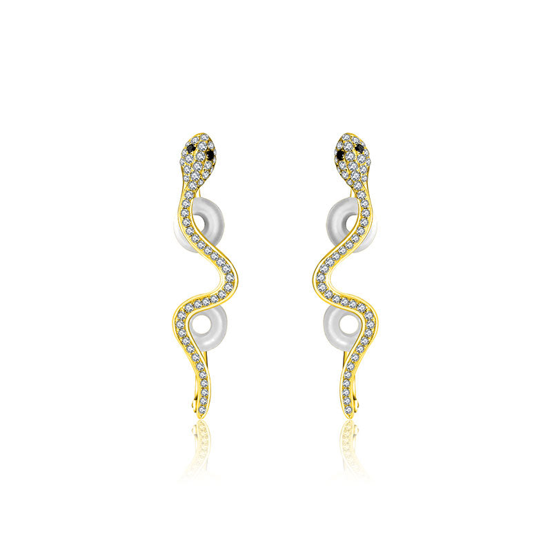 18k Gold Snake Diamond Ear Cuff - Genevieve Collection