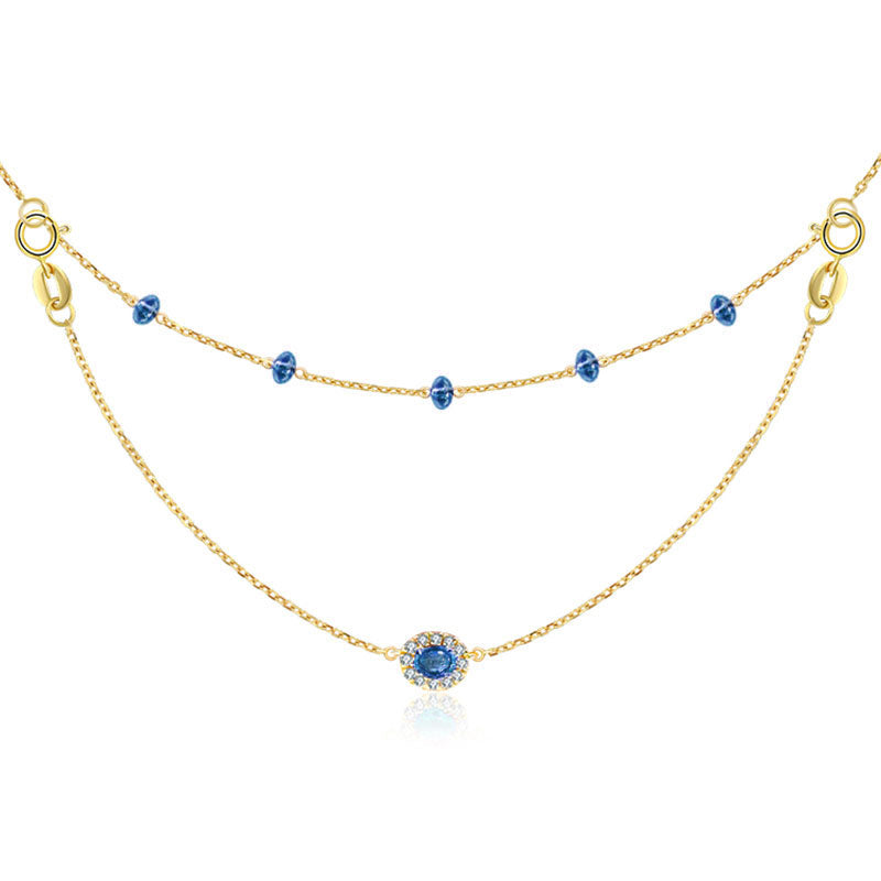 18k Gold 2 Ways By The Yard Sapphire Bead Necklace - Genevieve Collection