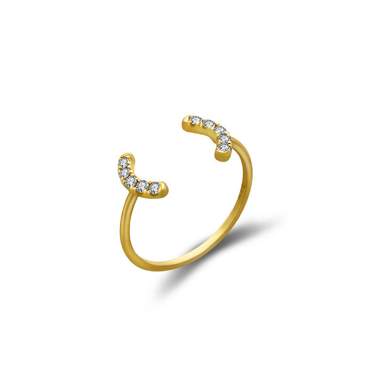 18k Gold Bracket Diamond Midi / Pinky Ring - Genevieve Collection