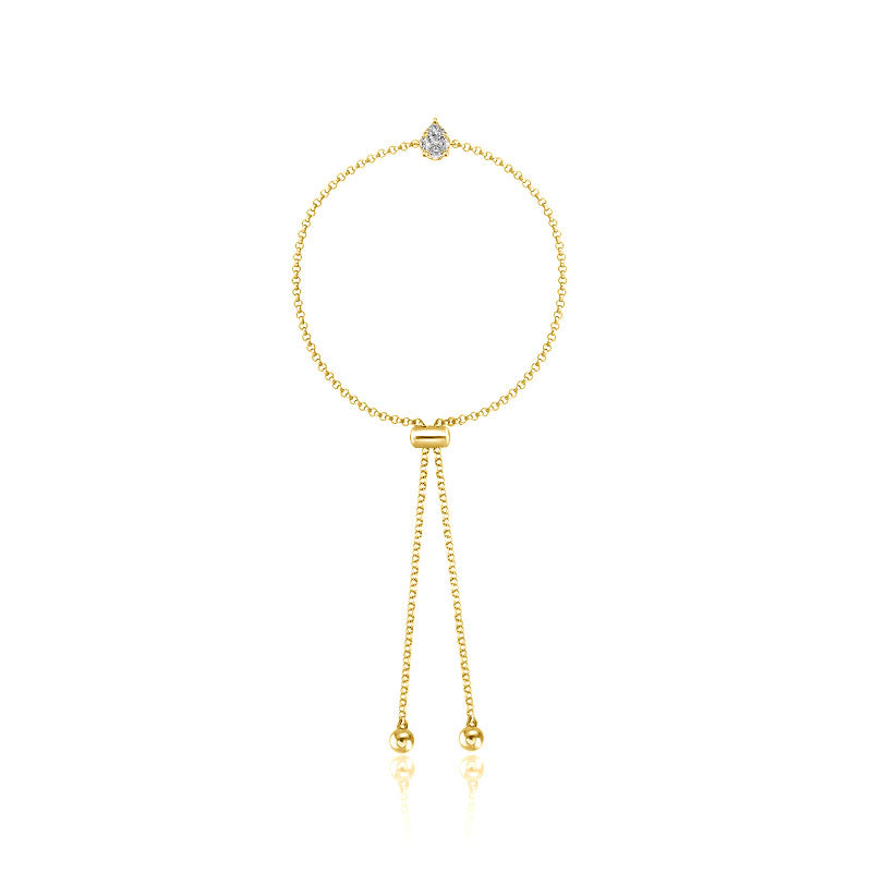 18k Gold Pear-Shaped Adjustable Diamond Bracelet - Genevieve Collection
