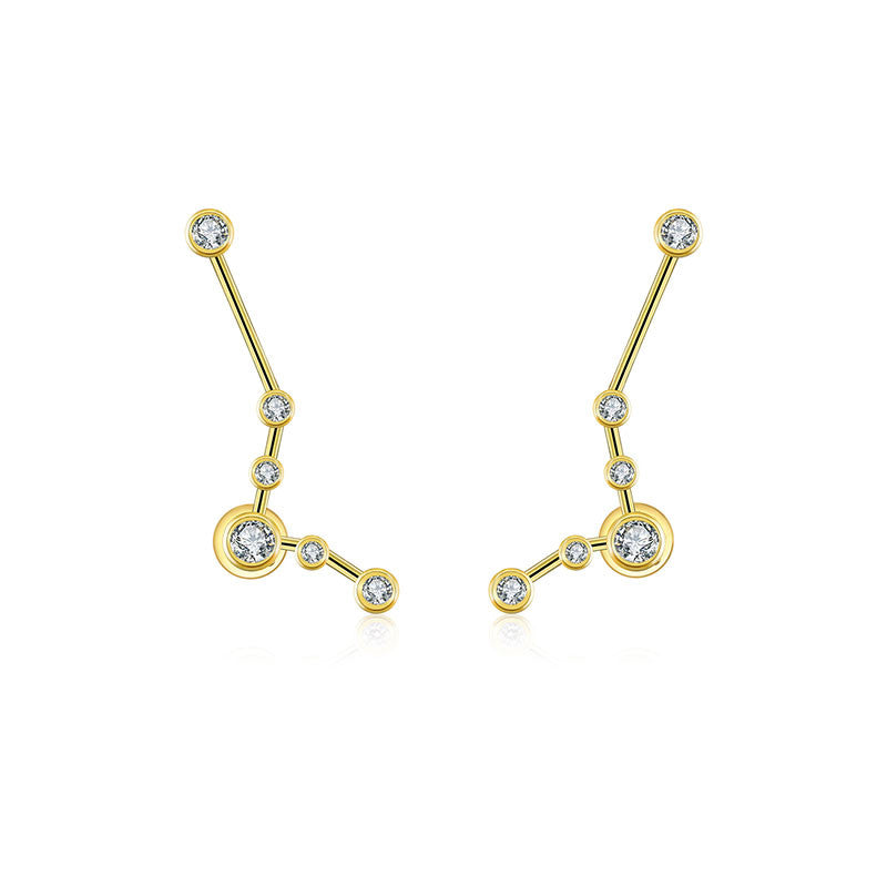 Pisces Zodiac Constellation Earring 18k Gold & Diamond - Genevieve Collection