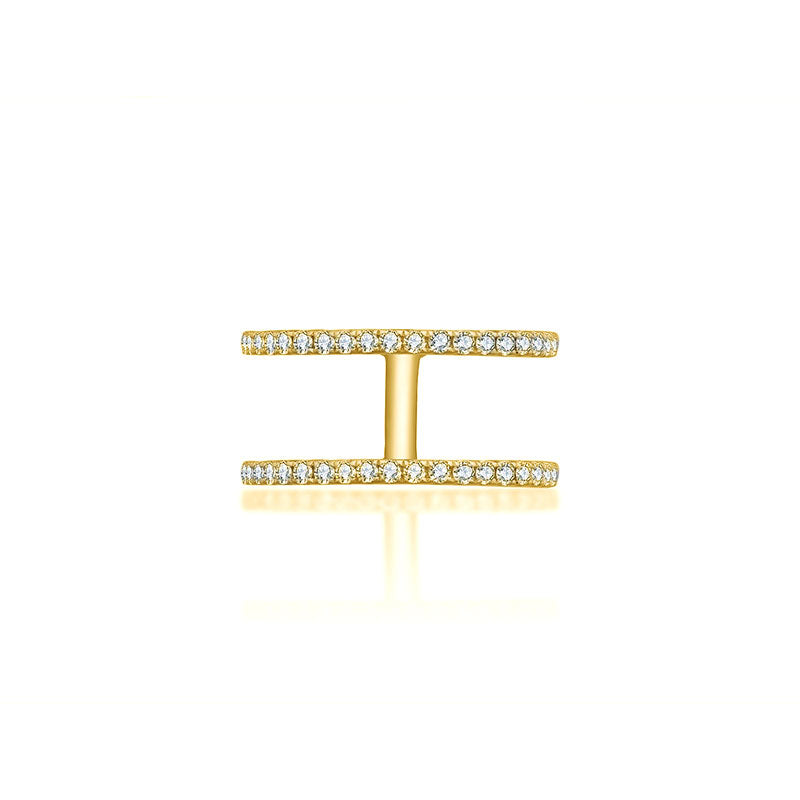 18k Gold Double Line Diamond Ring - Genevieve Collection