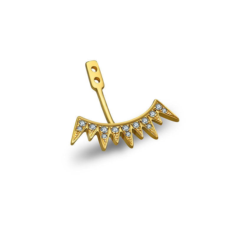 18K Gold Spike Shape Single Earring Jacket With Round Diamond (Half Pair) - Genevieve Collection
