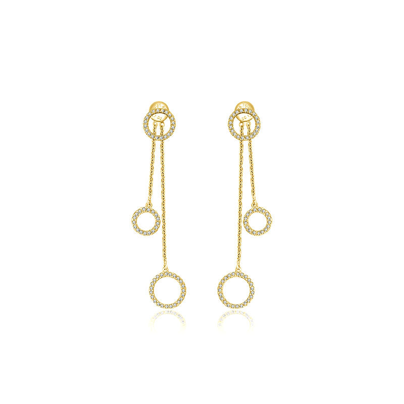 18k Gold Hollow Round Shape Diamond Dangle Earring - Genevieve Collection