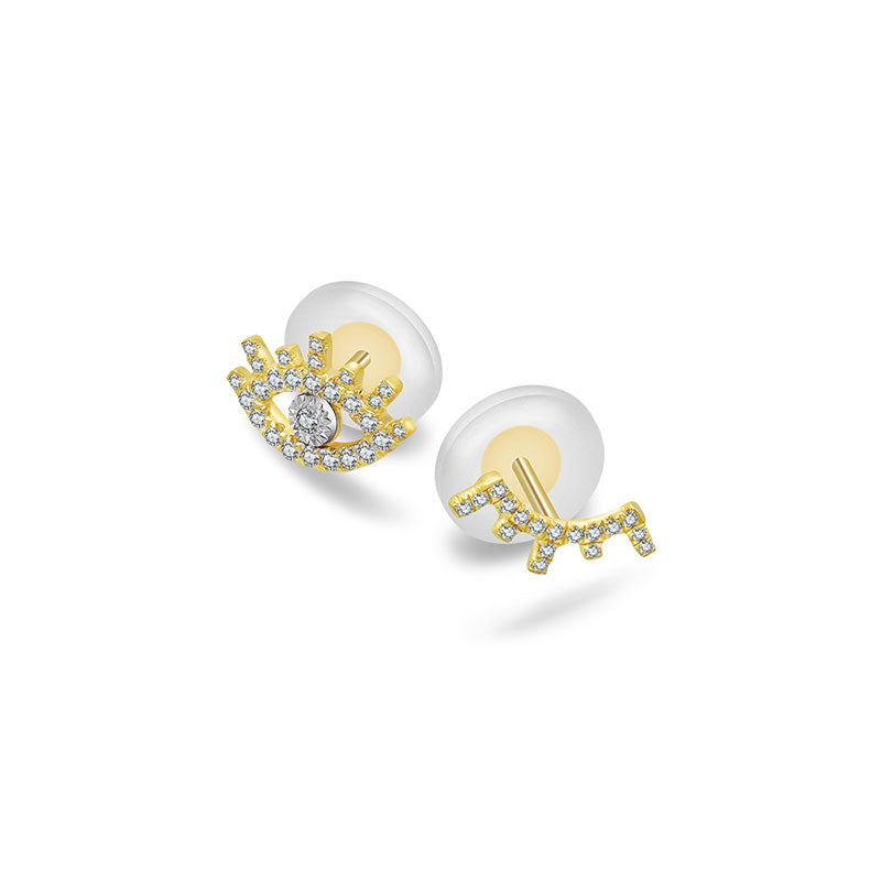 18k Gold Evil Eye & Eyelash Diamond Earring - Genevieve Collection