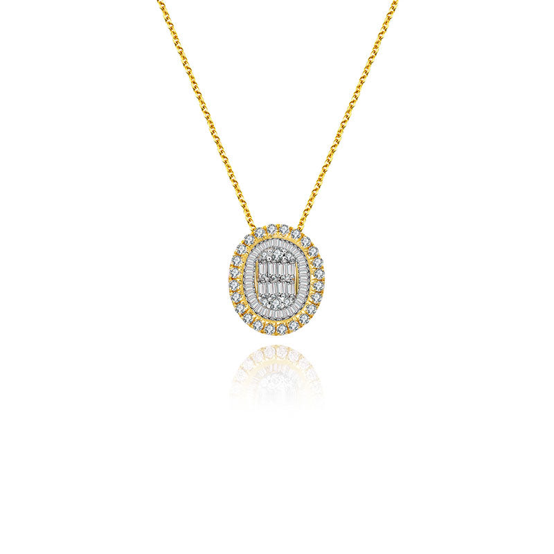 18k Gold 2 ways Round Diamond Necklace - Genevieve Collection