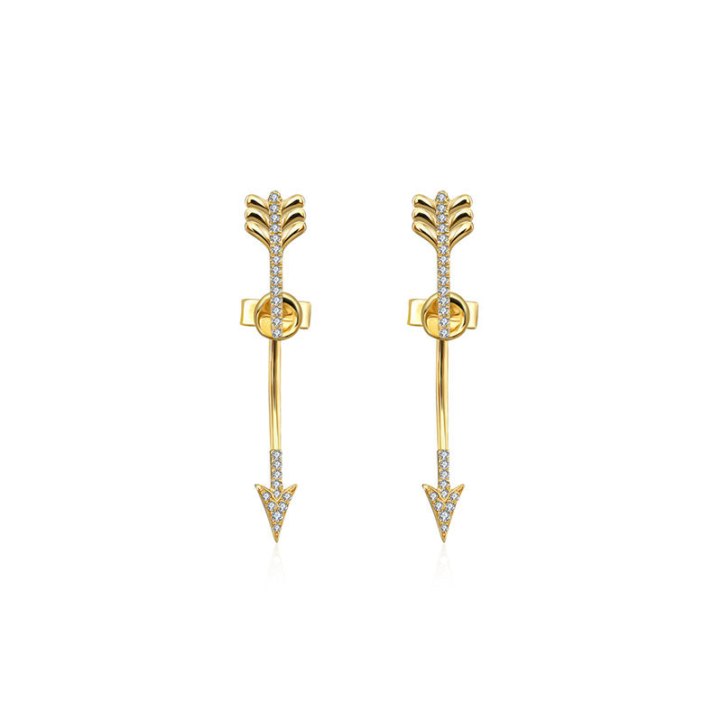 18k Gold Arrow Shape Diamond Earring - Genevieve Collection