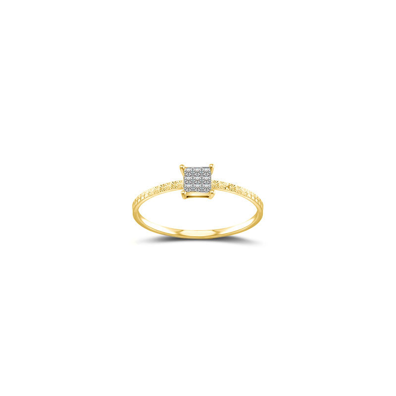 18k Gold Square Shape Diamond Ring - Genevieve Collection