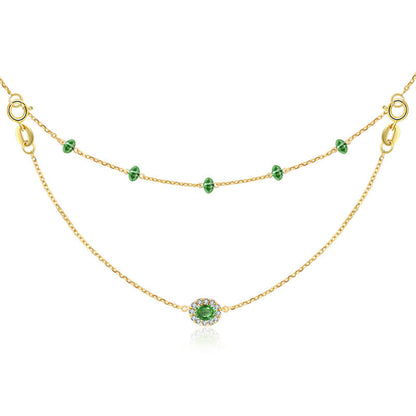 18k Gold 2 Ways By The Yard Emerald Bead Necklace - Genevieve Collection