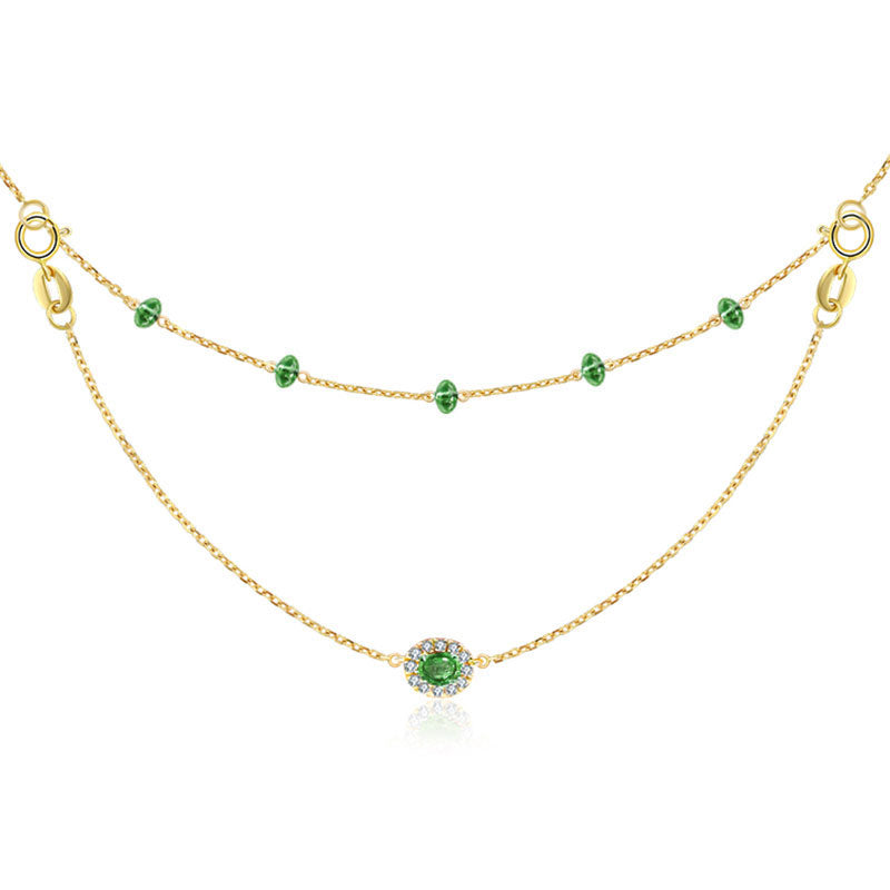 18k Gold 2 Ways By The Yard Emerald Bead Necklace - Genevieve Collection