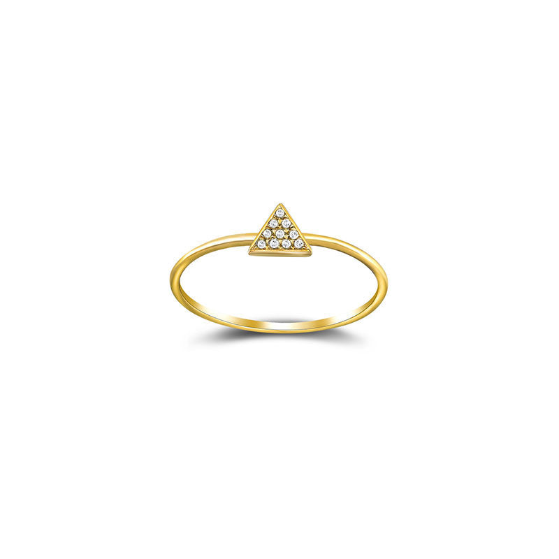 18k Gold Triangle Shape Pave Diamond Ring - Genevieve Collection