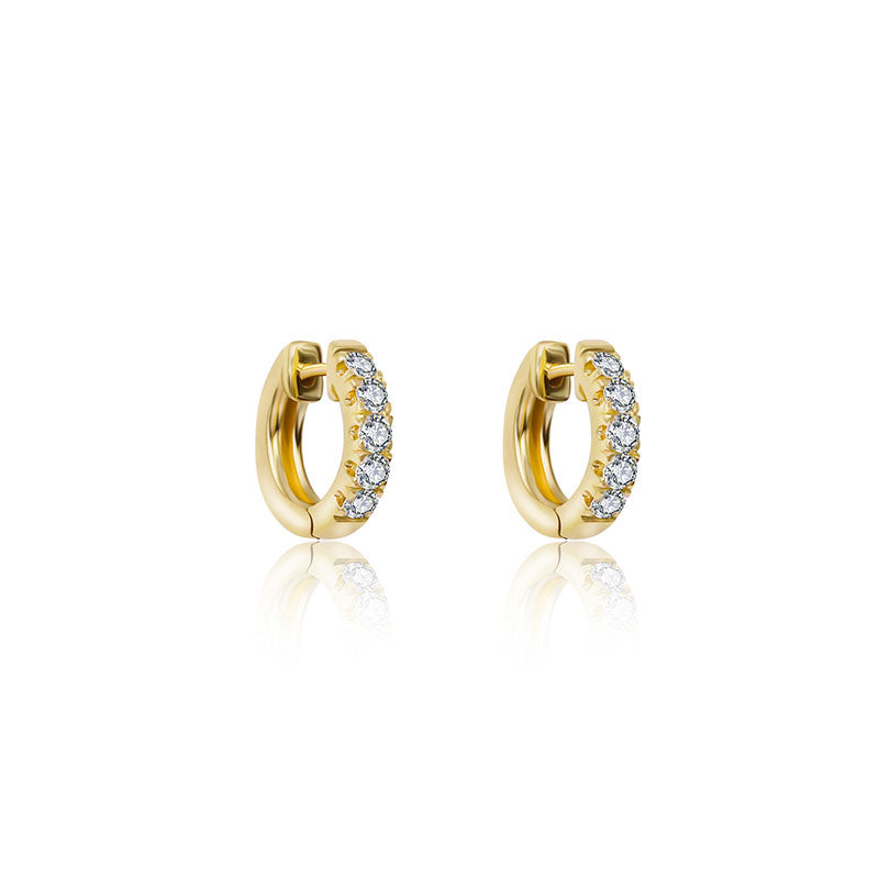 18k Gold Hoop Diamond Earring - Genevieve Collection