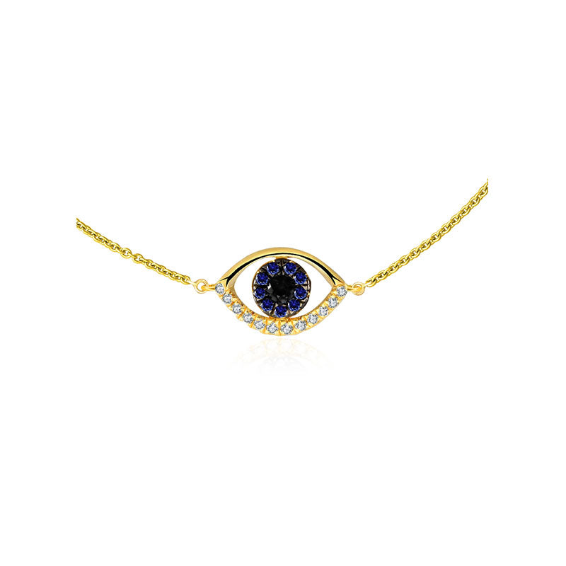 18k Gold Evil Eye Sapphire and Diamond Bracelet - Genevieve Collection