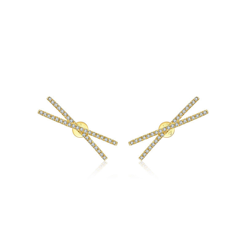 18k Gold Cross Diamond Earring - Genevieve Collection