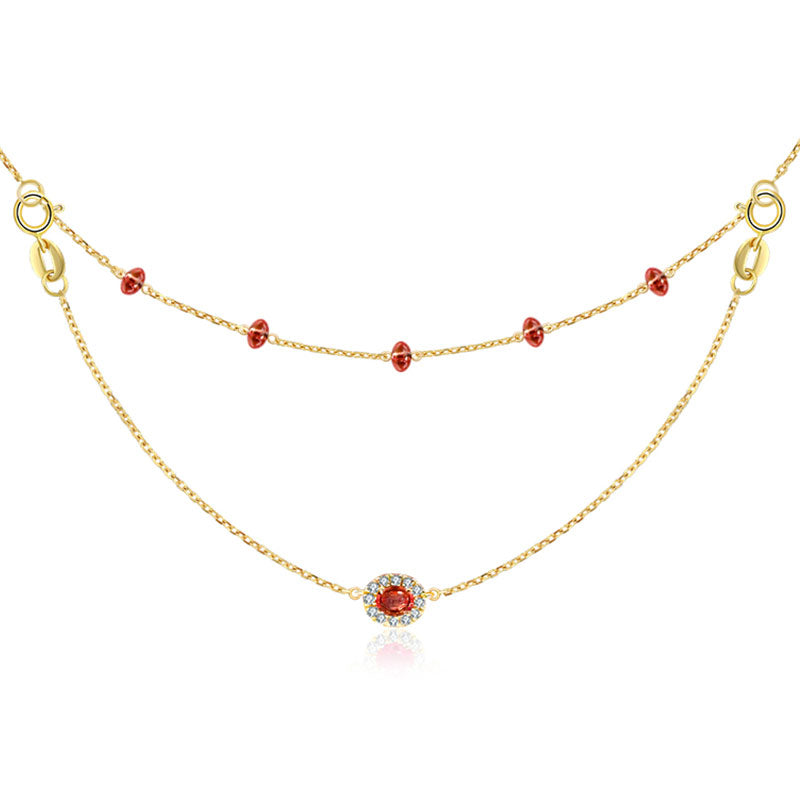 18k Gold 2 Ways By The Yard Ruby Bead Necklace - Genevieve Collection