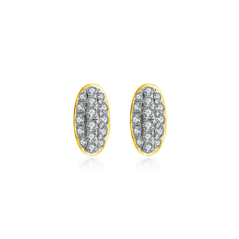18k Gold Oval Shape Diamond Earring - Genevieve Collection