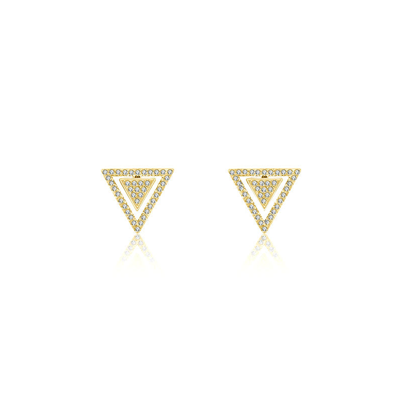 18k Gold 2 way Triangle Shape Diamond Earring - Genevieve Collection