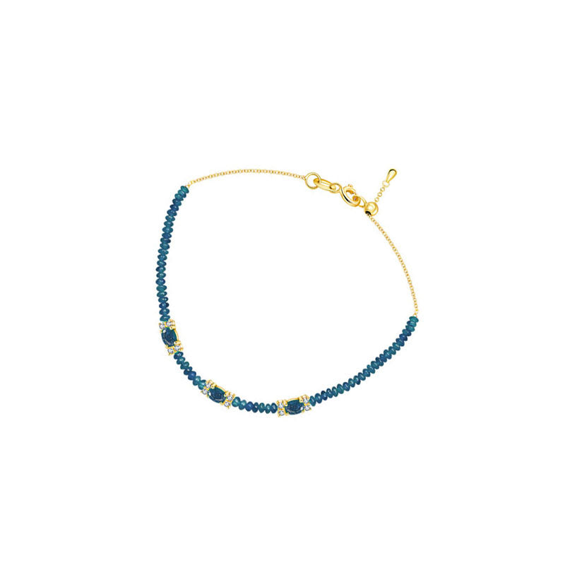 18k Gold Triple Sapphire Diamond Bracelet with Beaded Sapphire - Genevieve Collection
