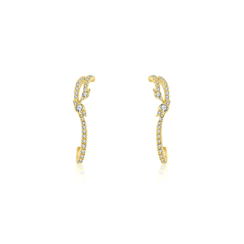 18k Gold Twisted Shape Half Hoop Diamond Earring - Genevieve Collection
