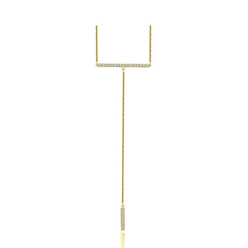 18k Gold Line Dangling Diamond Necklace - Genevieve Collection