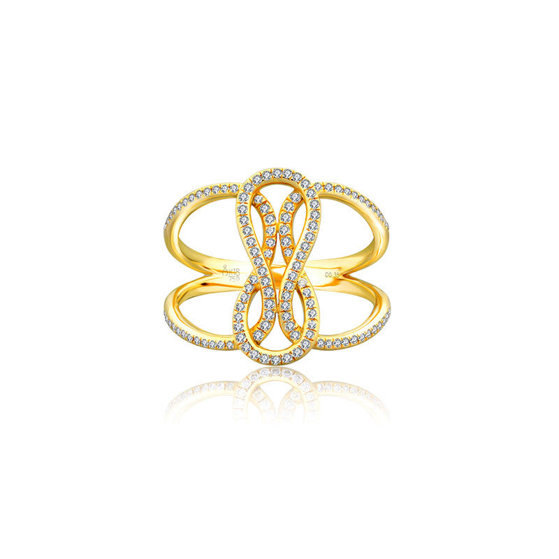18k Gold Curved Loop Diamond Ring - Genevieve Collection