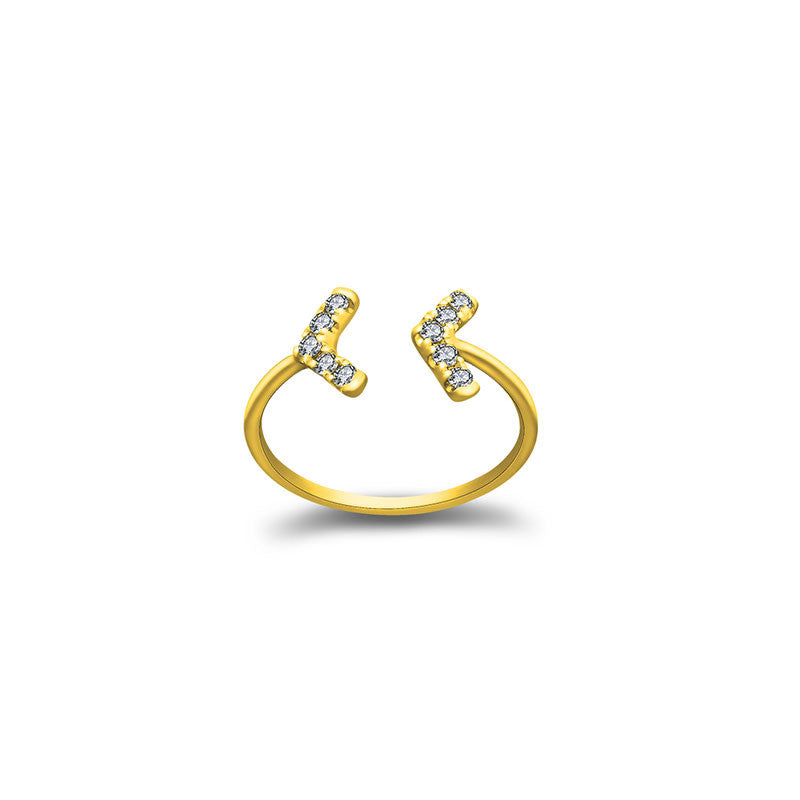 18k Gold Double Arrow Diamond Midi / Pinky Ring - Genevieve Collection