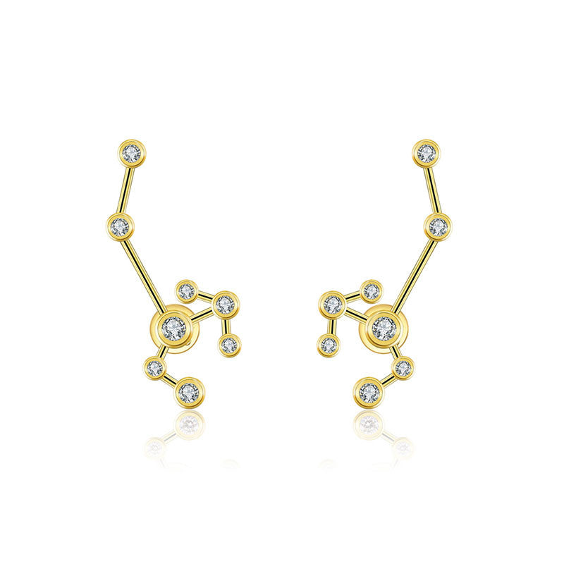 Sagittarius Zodiac Constellation Earring 18k Gold & Diamond - Genevieve Collection