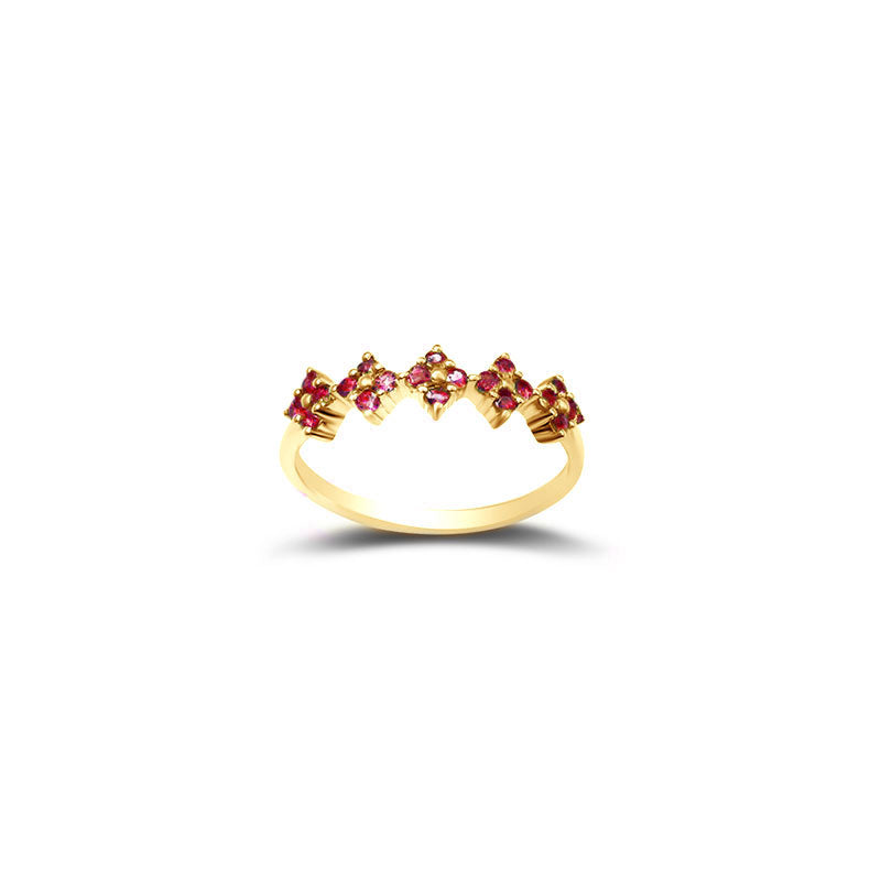 18k Gold Square Pattern Ruby Ring - Genevieve Collection