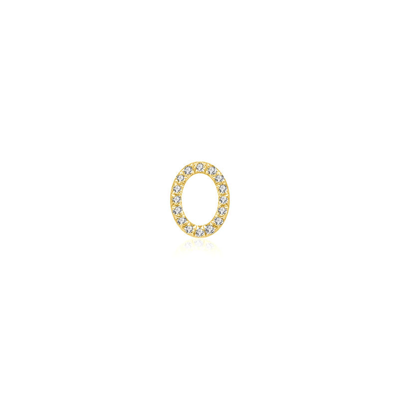 18k Gold Initial Letter "O" Diamond Pandent + Necklace - Genevieve Collection