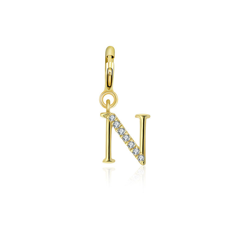 18k Gold Letter "N" Diamond Charms - Genevieve Collection