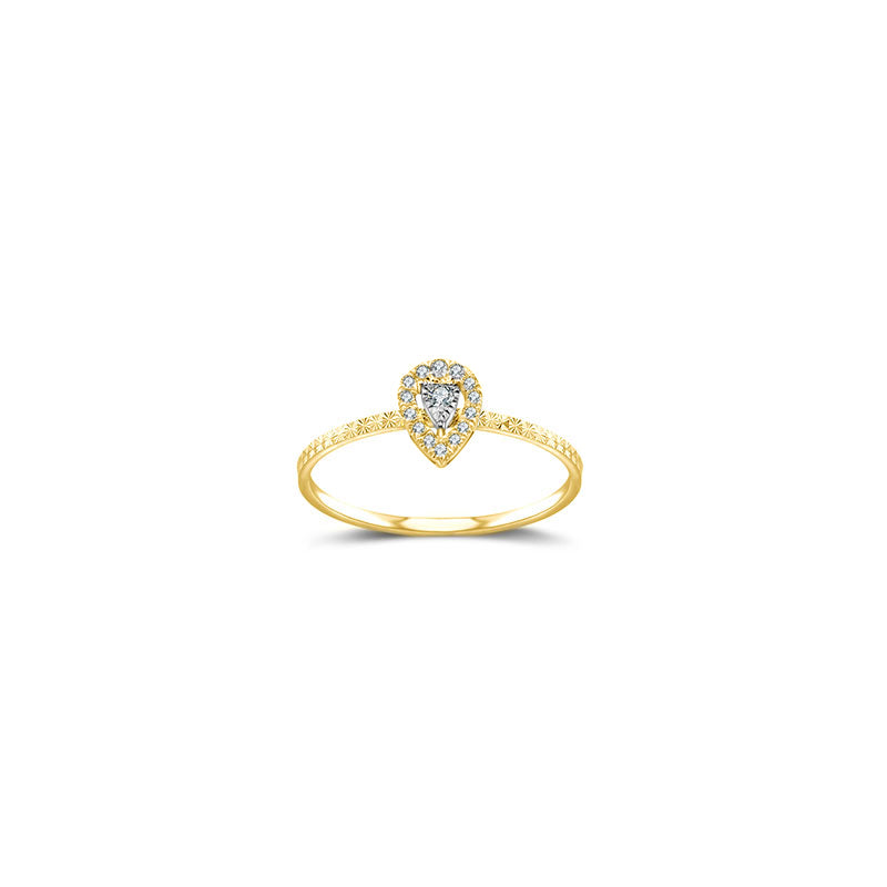 18k Gold Drop Shape Diamond Ring - Genevieve Collection