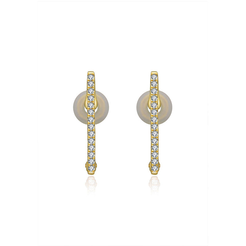 18k Gold Vertical Line Diamond Ear Cuff - Genevieve Collection
