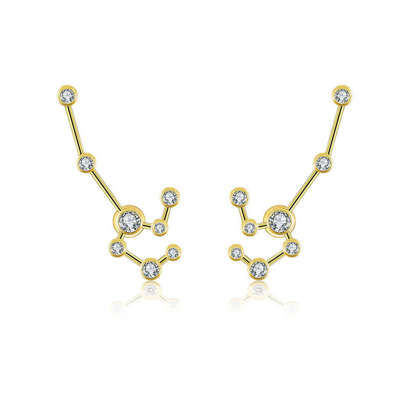 Leo Zodiac Constellation Earring 18k Gold & Diamond - Genevieve Collection