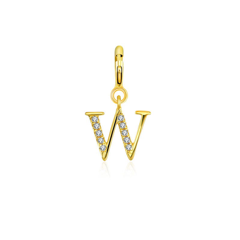 18k Gold Letter "W" Diamond Charms - Genevieve Collection