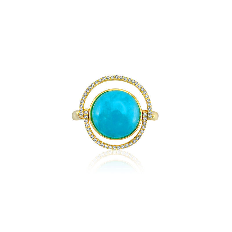 18k Gold Amazoniet Diamond Ring - Genevieve Collection