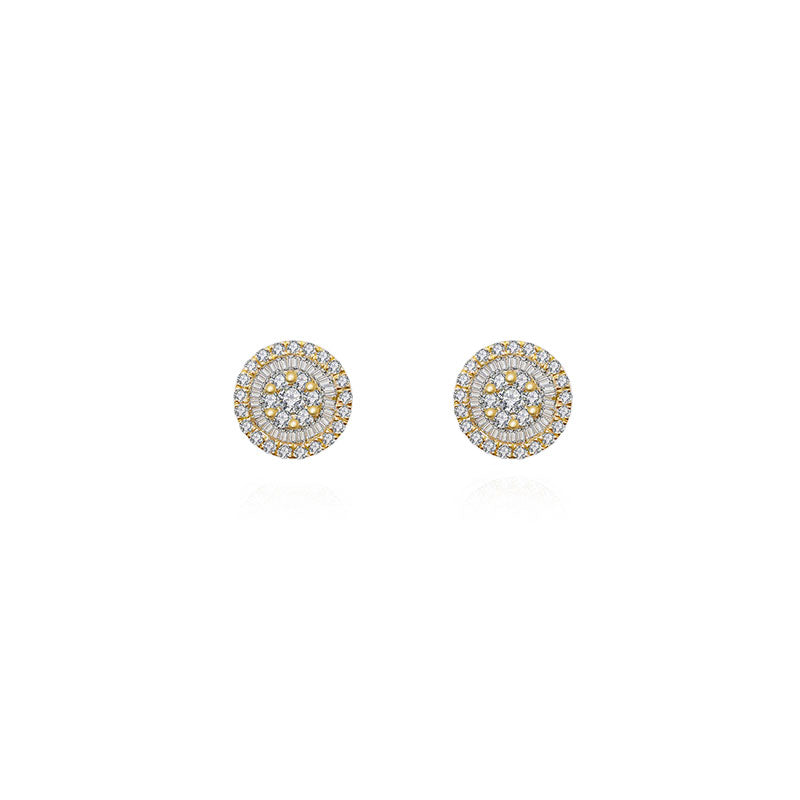 18k Gold Round Shape Diamond Earring - Genevieve Collection