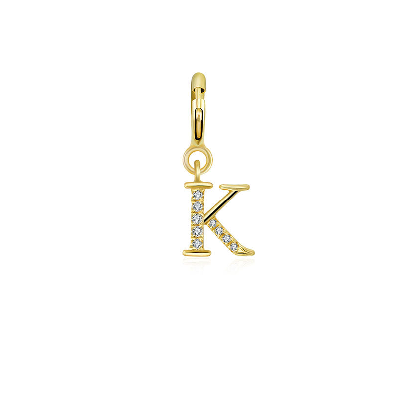 18k Gold Letter "K" Diamond Charms - Genevieve Collection