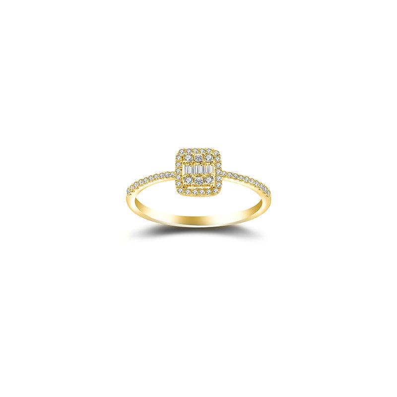 18k Gold Double Halo Diamond Ring - Genevieve Collection