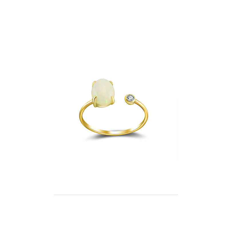 18k Gold Opal Open Diamond Ring - Genevieve Collection