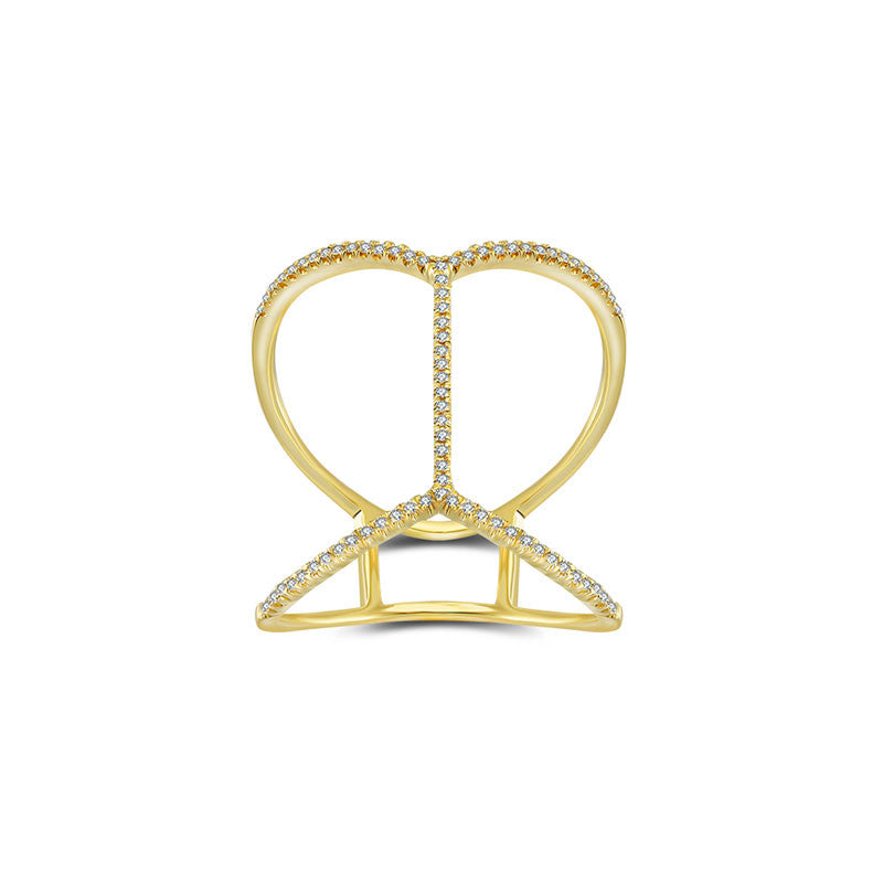 18k Gold Double Wave Line Diamond Ring - Genevieve Collection