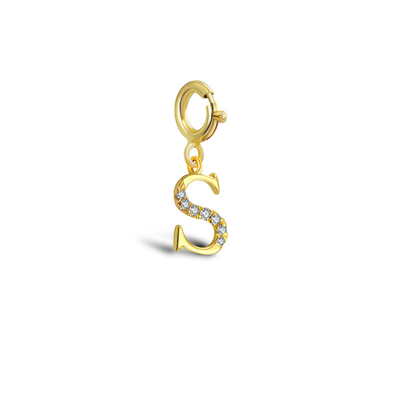 18k Gold Letter "S" Diamond Charms - Genevieve Collection