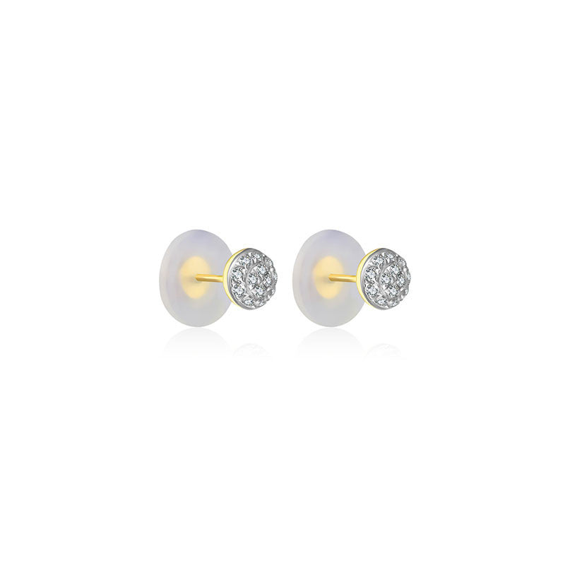 18k Gold Round Shape Diamond Earring - Genevieve Collection