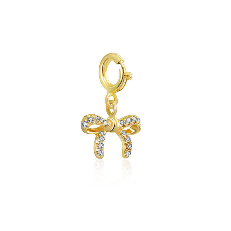 18k Gold Ribbon Bow Diamond Charms - Genevieve Collection